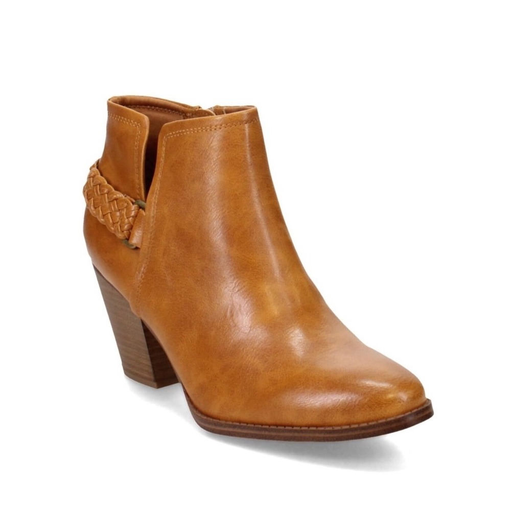 BareTraps boots Chestnut Braided Ankle Booties Block Heel‎ Size 9.5